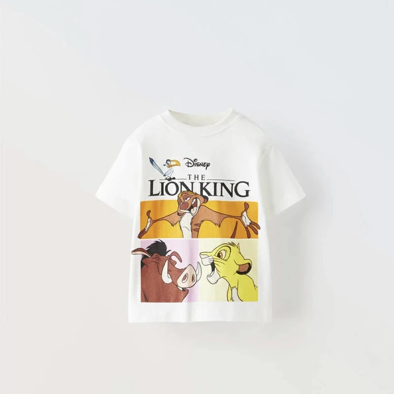 Simba Pattern Boys T-shirt Summer Kids Clothing Fashion Loose Tees Tops Children Clothes Cartoon Short Sleeve Tops Boys' Tshirts 3
