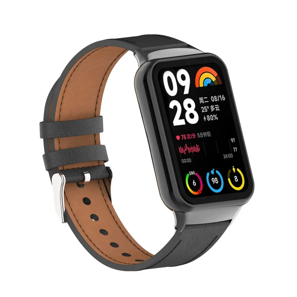 Premium Leather Strap Bracelet Watchband Accessory with Metal Replacement Belt
