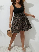Plus Size Summer Dress Knit Floral Printed Dresses for Women Sleeveless Knee Length Big Size Tummy Control Casual Elegant Dress - Image 6