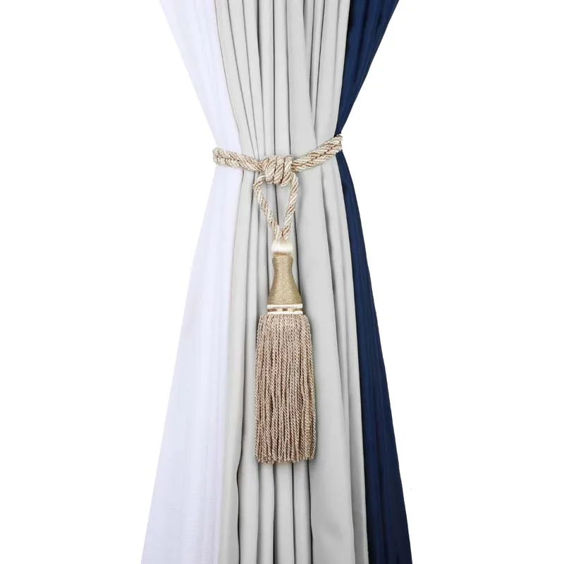 1pc Curtain Tieback Simple Tassel Holdback Valance Drape Fringed Rope Home Decor 