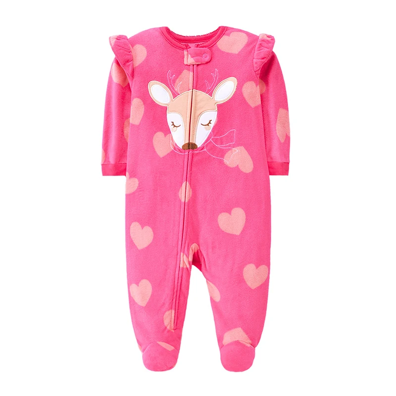 Newborn Baby Boy Girl Rompers Clothes Winter Pajamas Zipper Fleece Fall Infants Outfit Animal Jumpsuit Clothing 0 -12 Months New 3