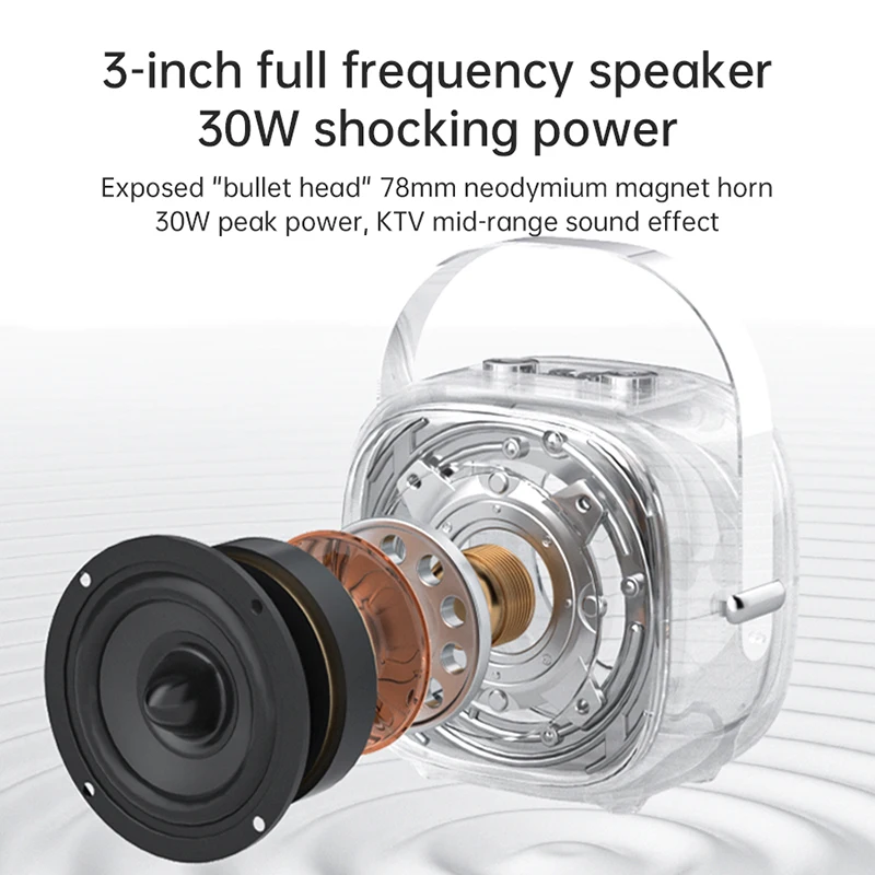 TANALAZ K29 Microphone & Sound All-in-One Wireless Bluetooth Home KTV Full-range Loud Speaker Dazzling Colour White [Single Mic]