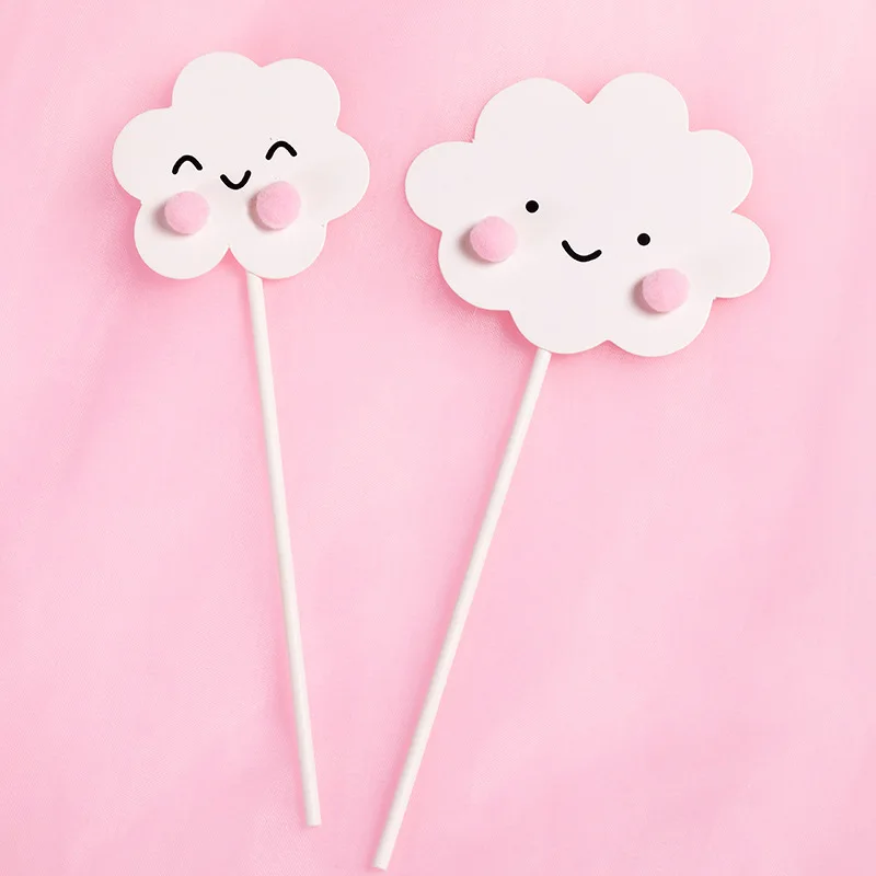 Cake Topper Smiling Face Cloud Rainbow Birthday Cake Baby Shower Kids Christening Wedding Party Decorating