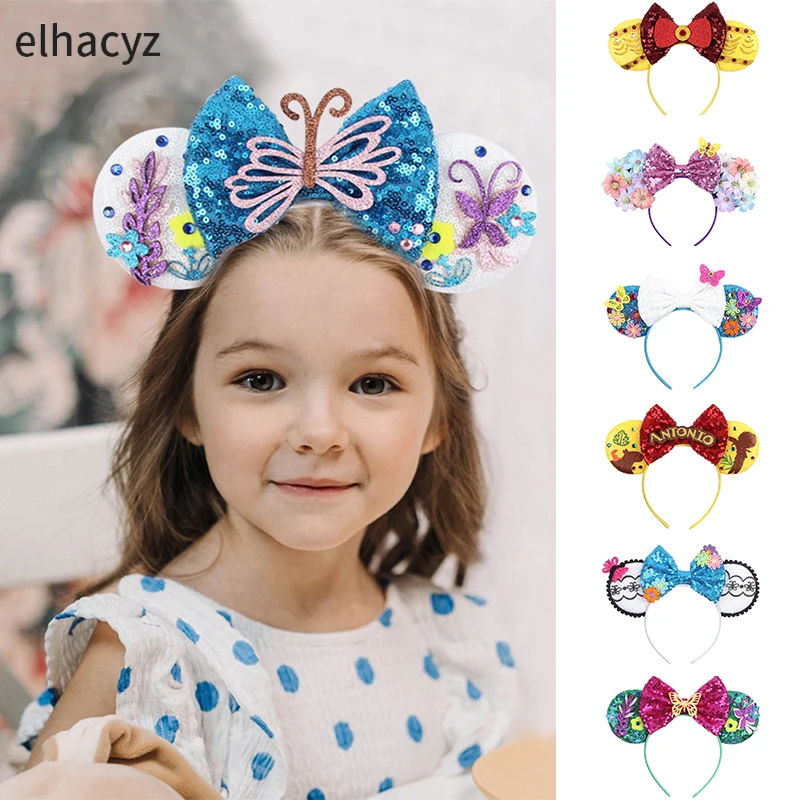 New Design Mouse Ears Headband Girls Sequin Bow Butterfly Hairband Women Cosplay Party Head Wear Kids Festival Hair Accessories