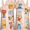 10Pcs/set Disney Princess Frozen Temporary Tattoo Stickers Cute Stitch Mickey Children Tattoo For Kids Funny Birthday Gift 6