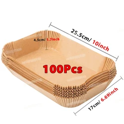 Premium Non-Stick Air Fryer Baking Paper Liners - Pack of 50/100, Round Disposable Kitchen Essentials (Rectangle-100pcs)
