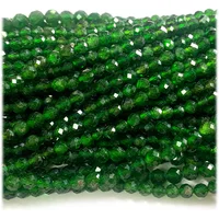 Veemake Dark Green Chrome Diopside Round Faceted Natural Stone Small Jewelry Beads 08269 1