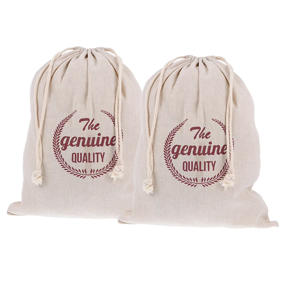

2pcs Bread Drawstring Bags Baking Food Storage Pouches Linen Bread Bags