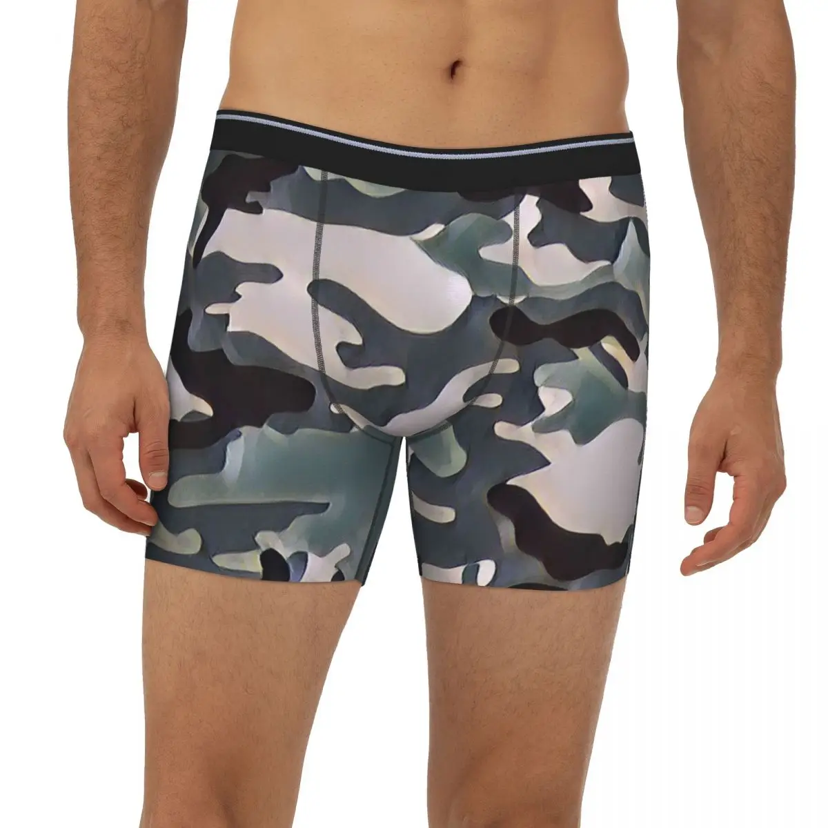 Camouflage Grey Underpants Breathbale Panties Male Underwear Boxer Briefs extended underwear