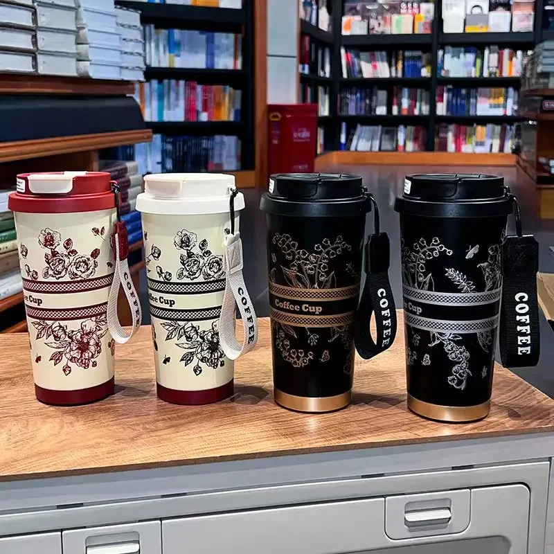 ترمس قهوة وشاي ذكي، عرض درجة الحرارة، مع مصفاة