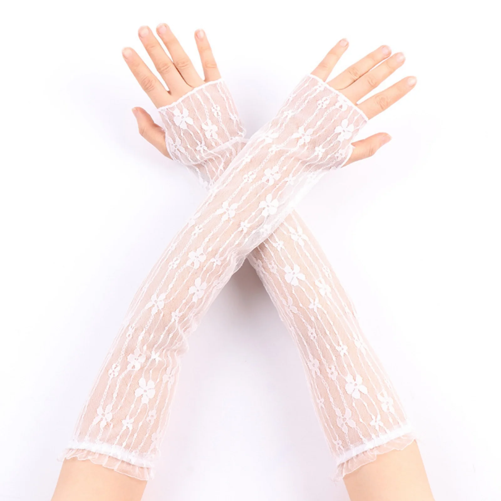 2PCS Black Lace Arm Sleeves,Sheer Floral Pattern Long Gloves,Elegant Retro-Style Arm Warmers For Women, Stylish Party Daily Wear