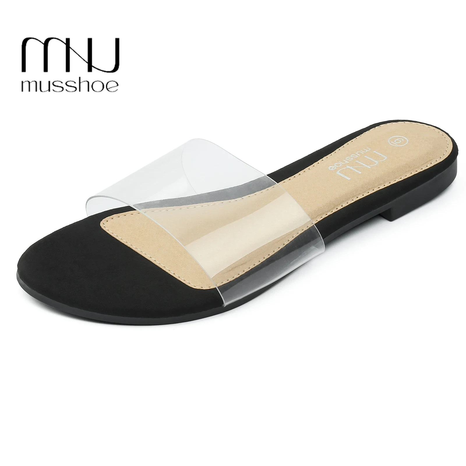 MUSSHOE 2024 New Slippers for Women Outer Wear Summer Fashion Solid Casual Flat-bottom Lazy Sandals Flip Flop Shoes Transparen