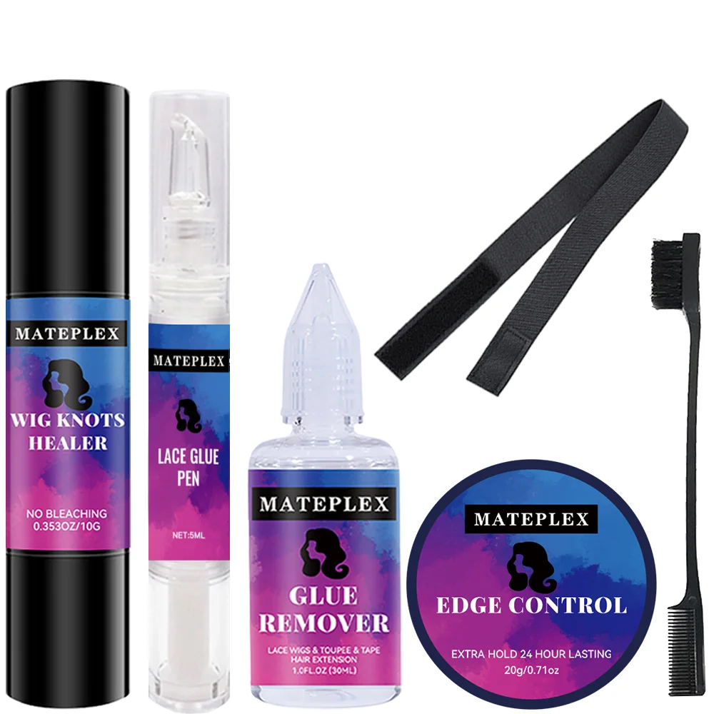 

6Pcs Glue for Lace Front Waterproof Lace Tint Stick Brown Wig Glue Pen Invisible Edge Control Portable Wig Installation Kit Set