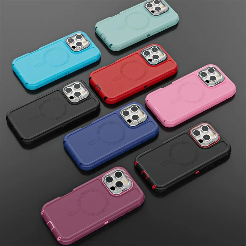 3-in-1 Military-Grade Magnetic Shockproof Case with MagSafe Compatibility