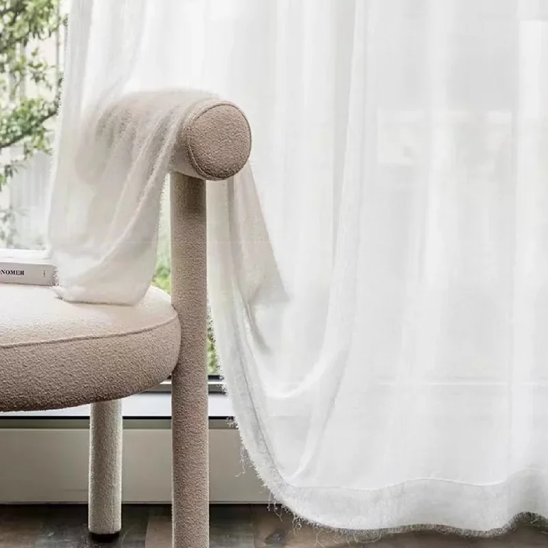 1pc Princess Style Exquisite Plush Gauze Balcony Bedroom Bay Window Living Room White Tulle 5