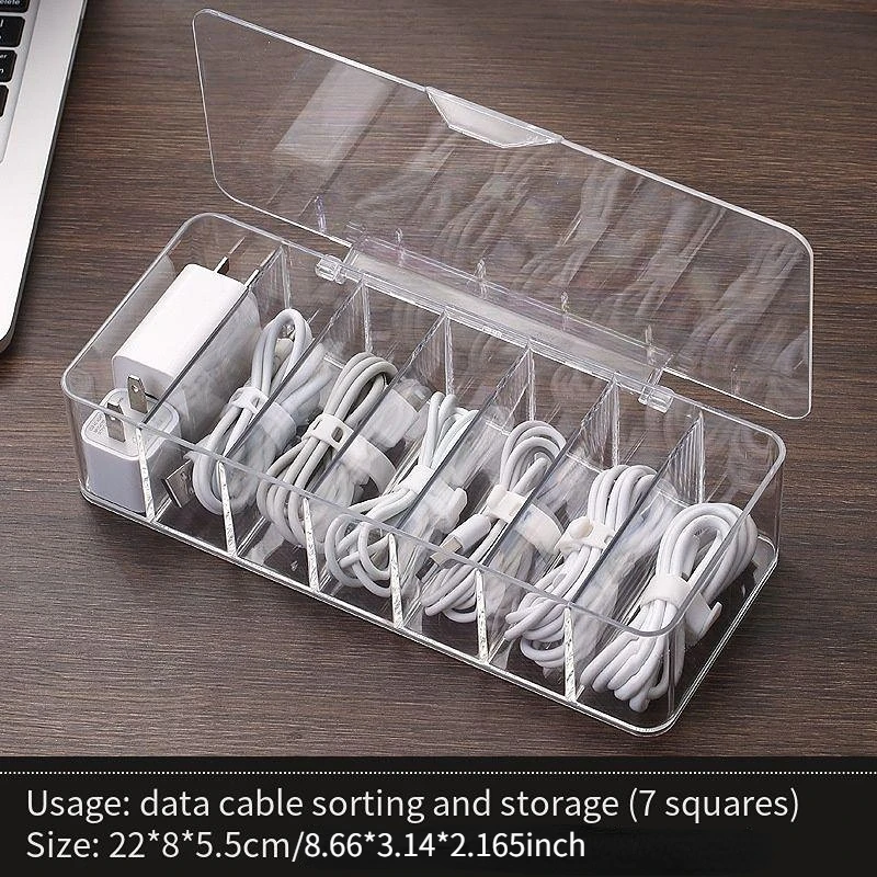 In-Box Desktop Cable Management Box - Charging Station & Power Strip Organizer, White