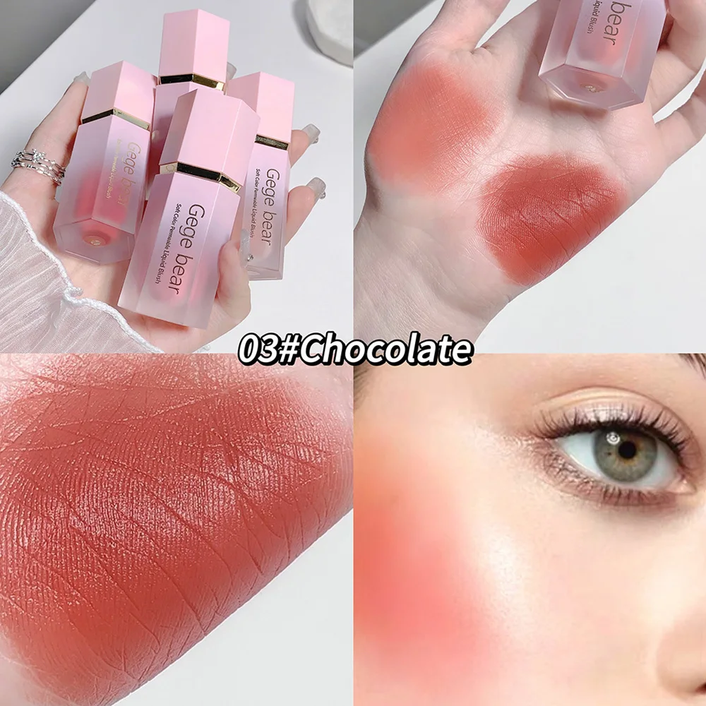 Gege Bear Liquid Blush Cream 6 Colors Smooth Velvet Matte Pink Blusher Natural Easy To Smudge 2