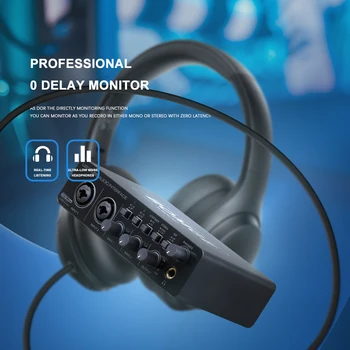 BOMGE U202 USB Audio Interface with Mic Preamplifier XLR/TSR/TS Ports 48V 32-Bit/192kHz Resolution for computer recording Stream 5