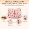 Tote Bag Cute Strawberry Patched Purse for Women Fabric Large Capacity Tote Purse Enduring Tote Bag with Adjustable Shoulder 2
