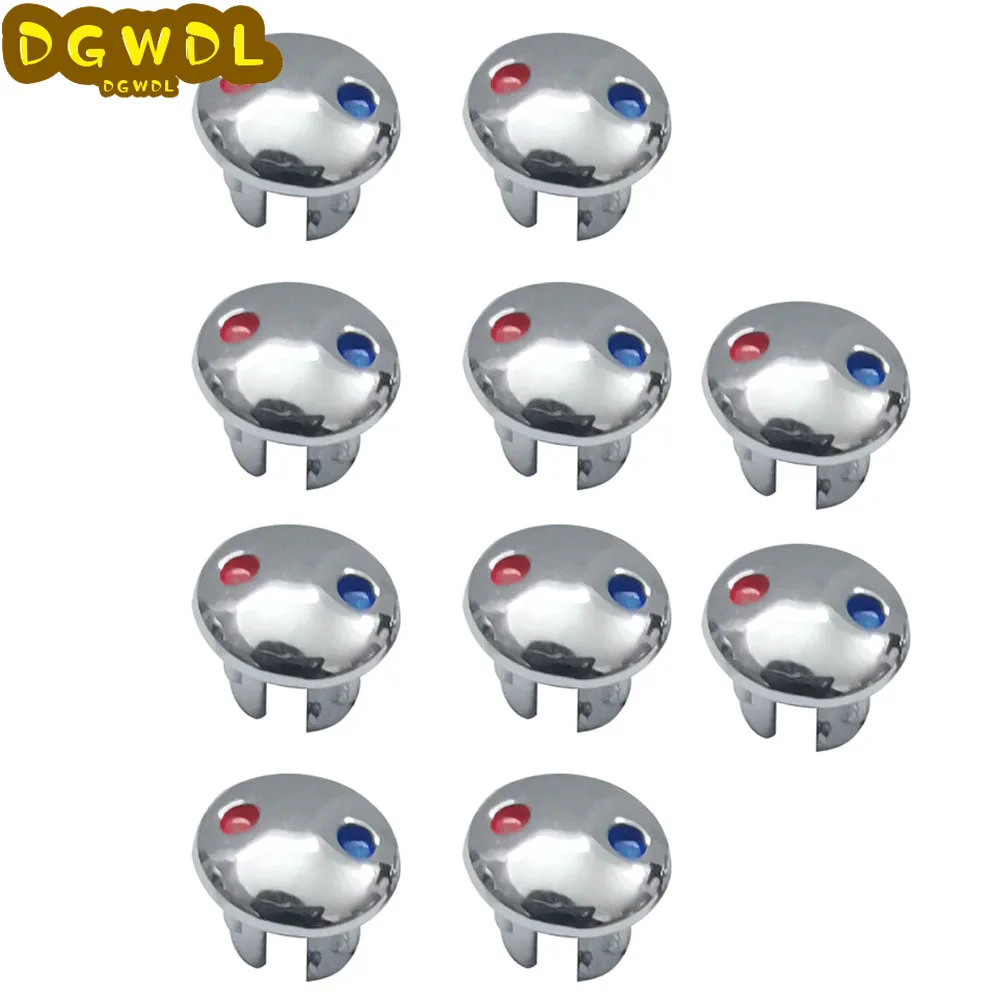 10pcs Faucet Handle Hot Cold Water Sign Red Blue Label Decoration Cover Kitchen Bathroom Mixer Tap Indicate For Faucet Handles