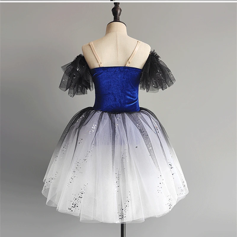 Blue Adult Long Tutu Professional whiteSwan Lake Ballet Costume Ballet Tutu BalletDresses Performance Dancewear Velvet Top
