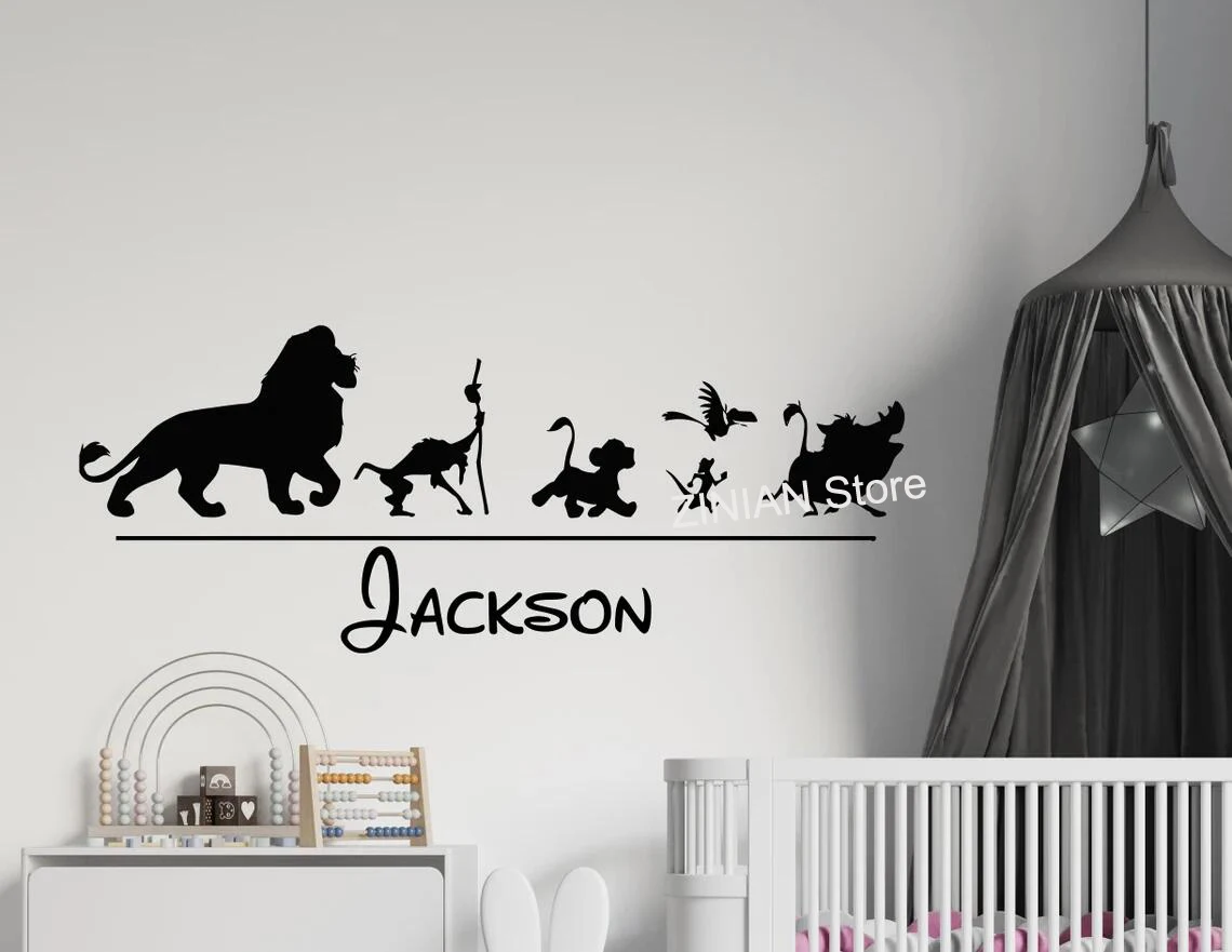 Custom Kids Name The Lion King Wall Decal Cartoon Wall Sticker Simba
