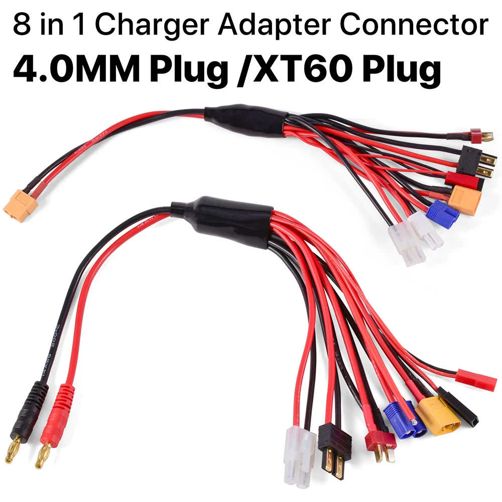 S512364b46717490081ec0cc425fa75db1 RC Charger Adapter Connector 8 In 1 Charger 4.0mm Banana XT60 TRX Tamiya Lipo for RC Car Drone Imax B6 B6AC Battery Cable