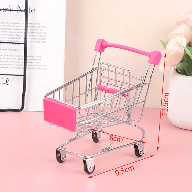 1pc Mini Shopping Cart Trolley Home Office Sundries Storage Ornaments Model Children's Toy 2