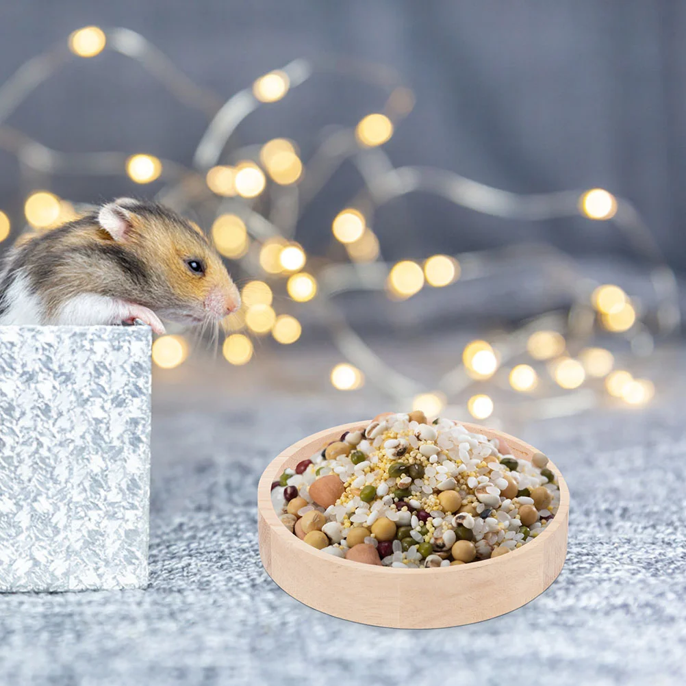Hamster Food Bowl Adorable Chinchilla Guinea Pig Washable Feeder Pet Supply Oak Feeding Dish