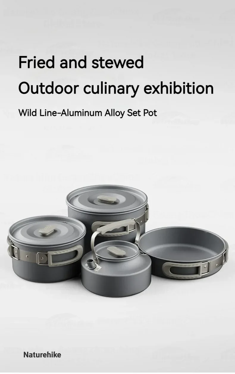Description Picture 6 of itemNaturehike Lightweight Tableware Pot Frying Pan Kettle Folding Handle Portable Camping Outdoor Cookware Picnic Aluminum Alloy