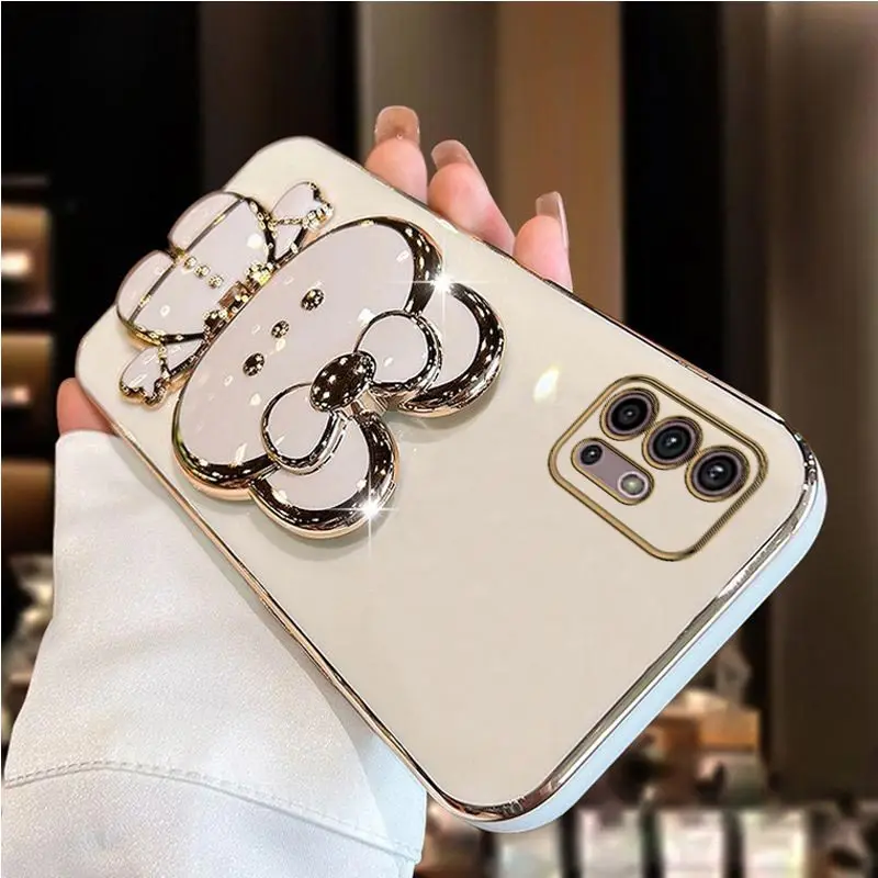Diamond-Strap Mirror Rabbit Phone Holder Case with Stand Cover
