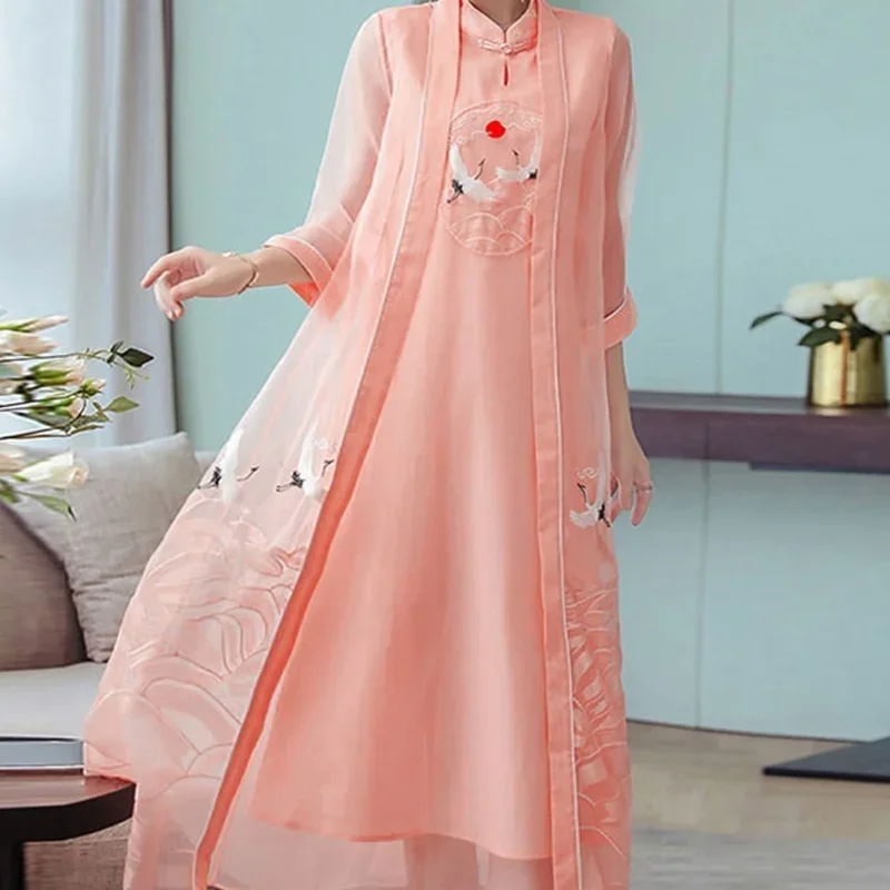 

Новинка 2023, китайское платье Qipao, традиционное вьетнамское платье с вышивкой, восточное платье аозай, Элегантное Длинное Платье-Ципао, платья 10551