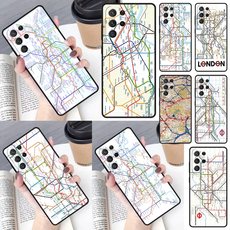 London Underground Tube Map Cover Per Samsung Galaxy S23 Ultra S22 S20 S21 Fe S8 S9 S10 Plus Note 10 20 Ultra Custodia Per Telefono