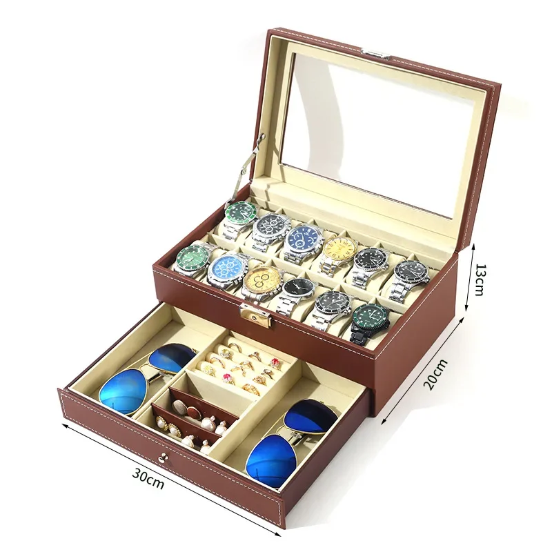 صناديق تخزين ساعات قابلة للقفل من جلد البولي يوريث...