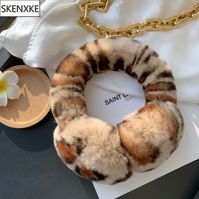 Winter Ear Muffs For Women Winter EarWarmers Soft Warm Cable Furry Real Rex Rabbit Ear Covers For Cold Weather