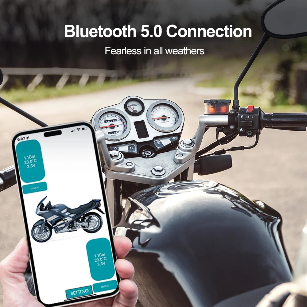 Sensore TPMS Per Moto – Monitoraggio Pressione E Temperatura Pneumatici Esterno Con Display Wireless E Ricarica Magnetica