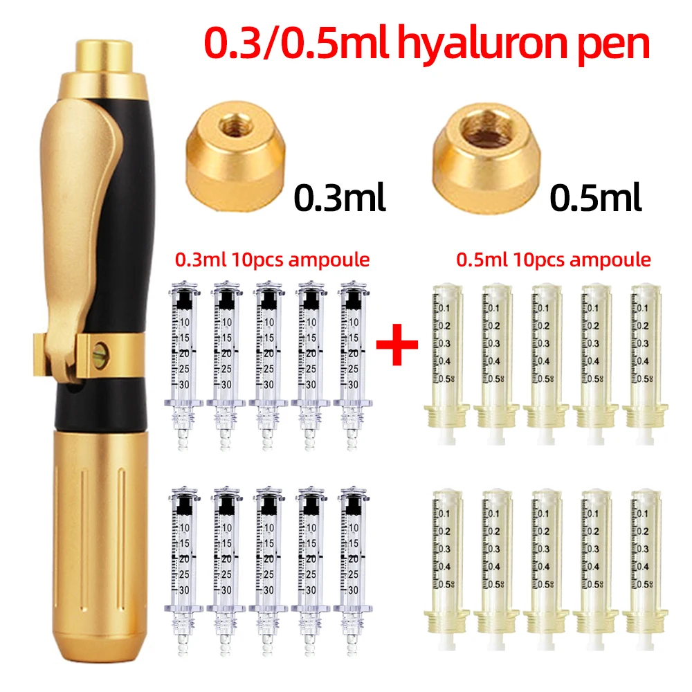 2 IN 1 High Pressure Hyaluronic Acid Pen For Anti Wrinkle Lifting Lip Hyaluron Gun Atomizer Lip Injection Pen 0.3 0.5ML Ampoule hyaluronic acid pen