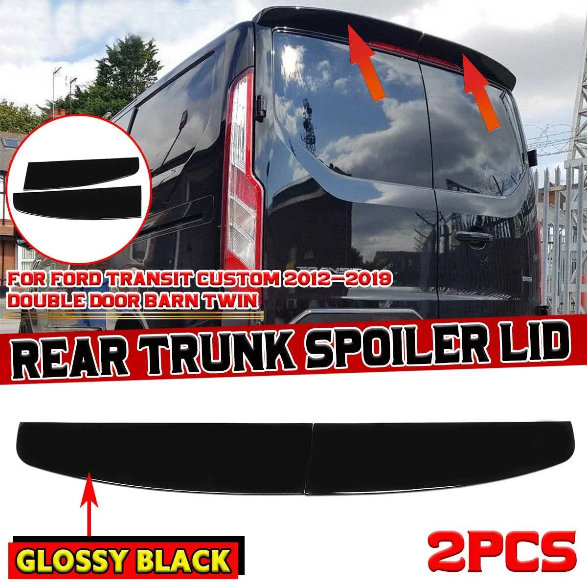 Spoiler Posteriore Di Alta Qualità Spoiler Posteriore Del Bagagliaio Per Ford Per Transit Custom 2012-2019 Double Door Barn Twin Rear Tail Wing Body K
