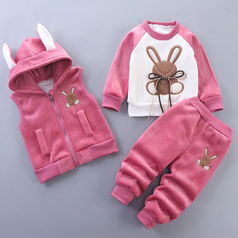 Toddler Baby Boys Girls Winter Autumn Clothes Baby Sweaters Coat + Pants + Hooded Vest Outfit Set Infant Warm Clothing Suits 3PCS kids clothing set girls clothing set boys clothing set boys vest set kids sweatshirt set