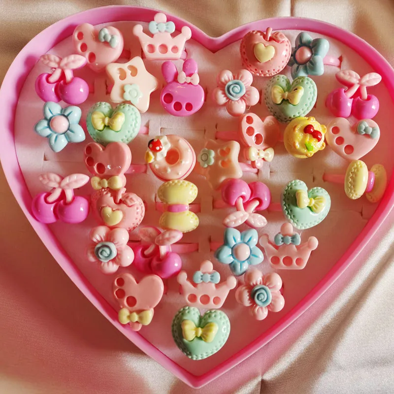 12 Anelli Regolabili Per Bambine - Gioielli Principessa Con Scatola A Cuore Per Feste E Gioco - Foto 7