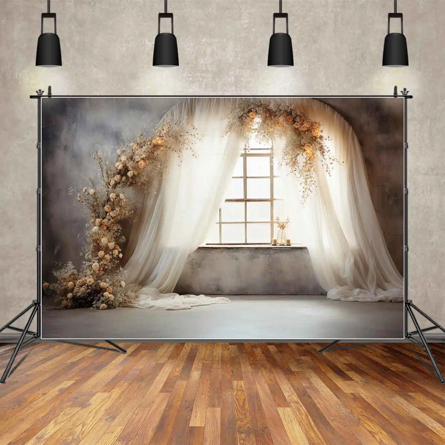 

Задний фон MOON.QG Свадебные драпировки Цветочный декор фото фон цементная Стена Окно штора фотостудия для фотосъемки