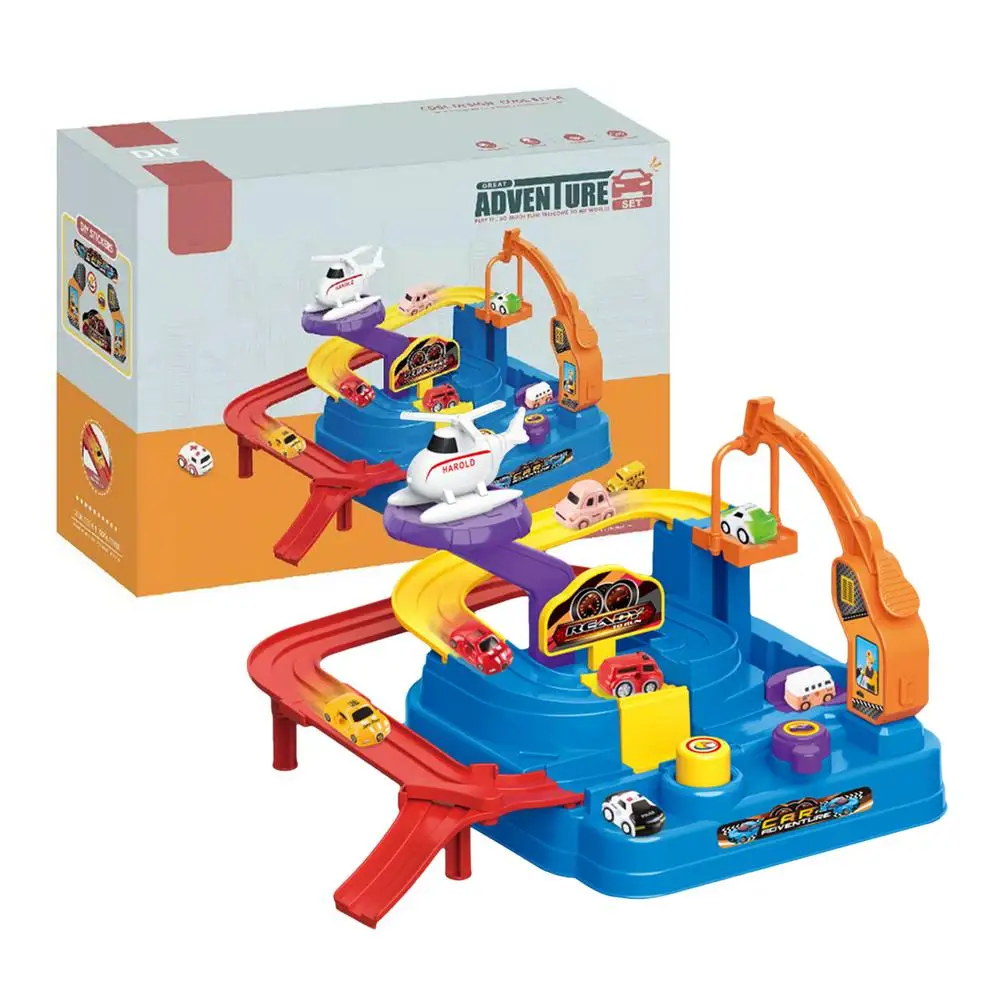 Race Car Tracks Car Adventure Game Mechanical Interactive Train Toy Puzzle Car Track Playsets Kids Toys Gifts