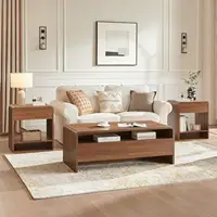 3-Piece Living Room Table Set, Includes Coffee Table & 2 End Tables, Modern Coffee Table Sets with Large Storage, Customized