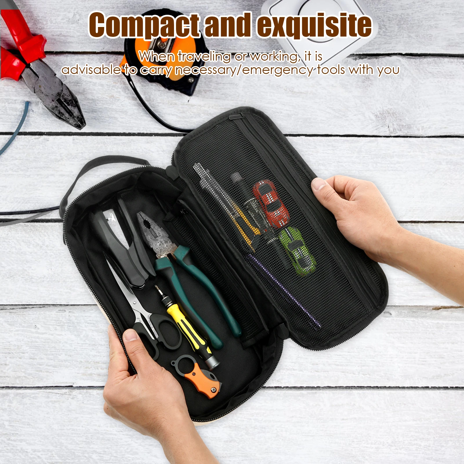 업그레이드된 툴킷 어깨끈 포함 마찰 방지 바닥 전술용 공구 가방 다목적 작업용 토트백 수리공 목수용