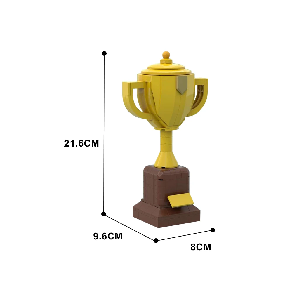 MOC 142969 Large Yellow Trophy and Stand Buliding Blocks Champion's Trophy Barcks Ornaments Toy Toys For Kid Birthday Gift