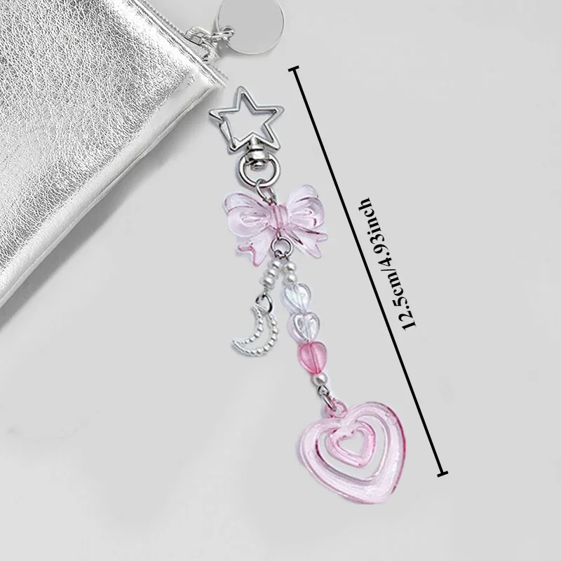 Ldabrye Portachiavi con fiocco a forma di fiocco, grazioso ciondolo decorativo per borsa, zaino, borsa portafoglio, Abito Rosa Blu
