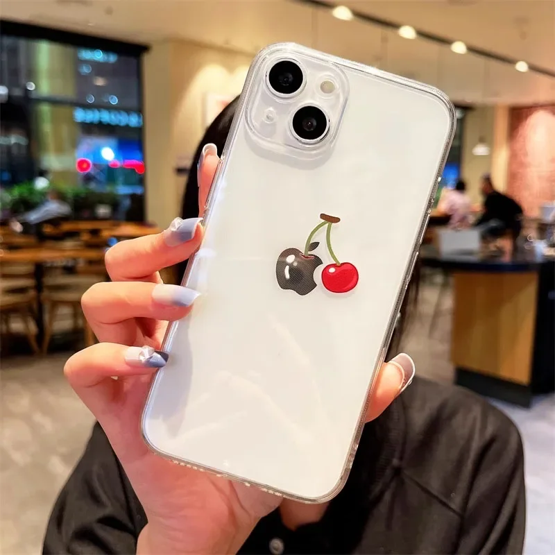 Playful Cherry Transparent Shockproof Phone Case - Soft, Durable, and Stylish Cover