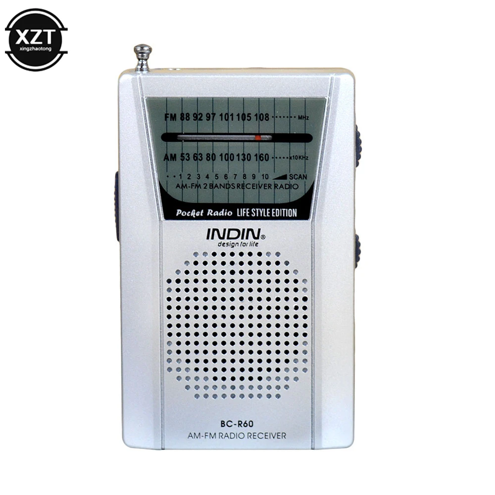 

BC-R60 Pocket Radio Telescopic Antenna Outdoor Mini AM/FM Dual Band Radio World Receiver with Speaker 3.5mm Earphone Jack