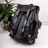 2024 New Brand Genuine Leather Crocodile Skin Men Backpacks Real Natural Leather Student Backpack Boy Luxury Computer Laptop Bag 1