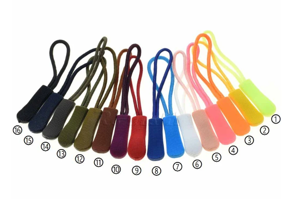 Description Picture 2 of item10 Pcs/Pack Mix Color Cord Zipper Pull Puller End Strap For Apparel Travel Bag Accessories